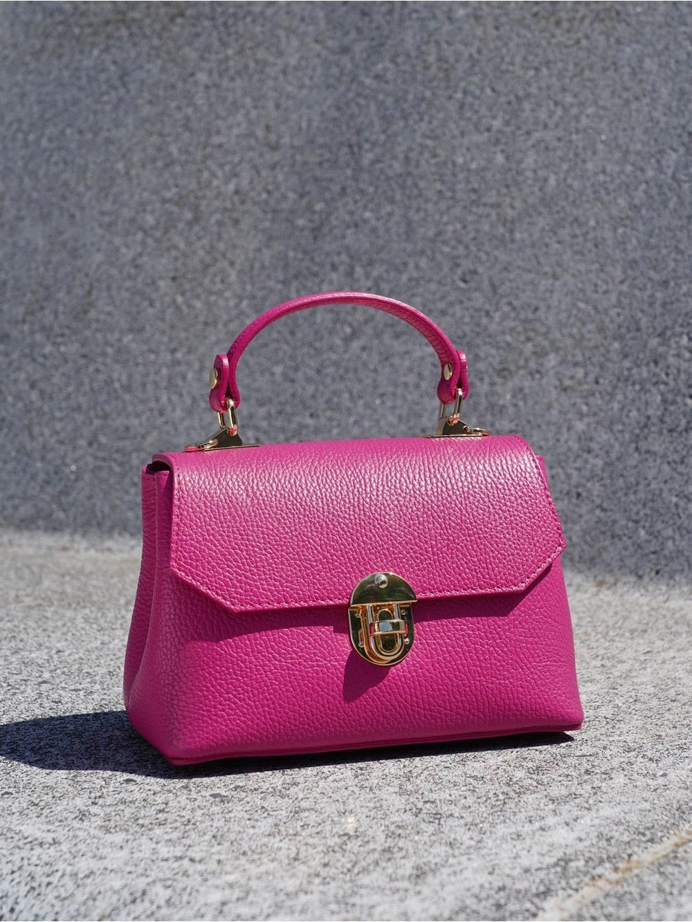 Made in Italy Leather Pink Crossbody Satchel Top Handle Bag
